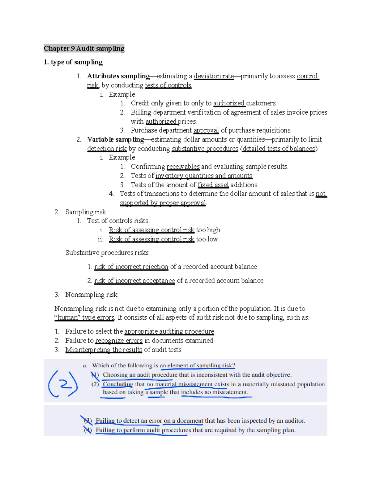 Chapter 9 Audit Sampling - Chapter 9 Audit sampling type of sampling ...