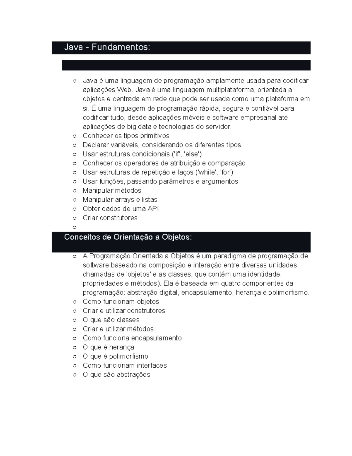 JAVA - MAPA DE Estudos - 88NGFR - Java - Fundamentos: Java é uma ...