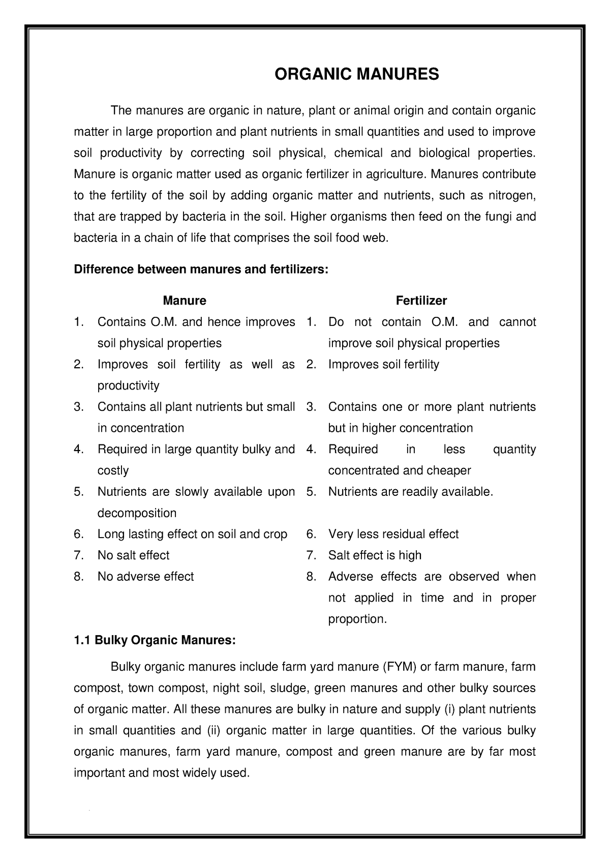 Manure E430aa4145ebf67cf4fb76ca5a6152d7 - CHAPTER- I: ORGANIC MANURES ...