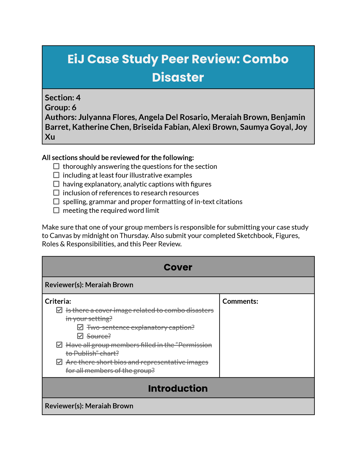 case study and peer review