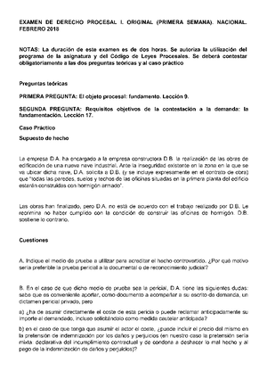 Recopilación Exámenes - PREGUNTAS DE EXAMEN RESUELTAS DERECHO PROCESAL ...