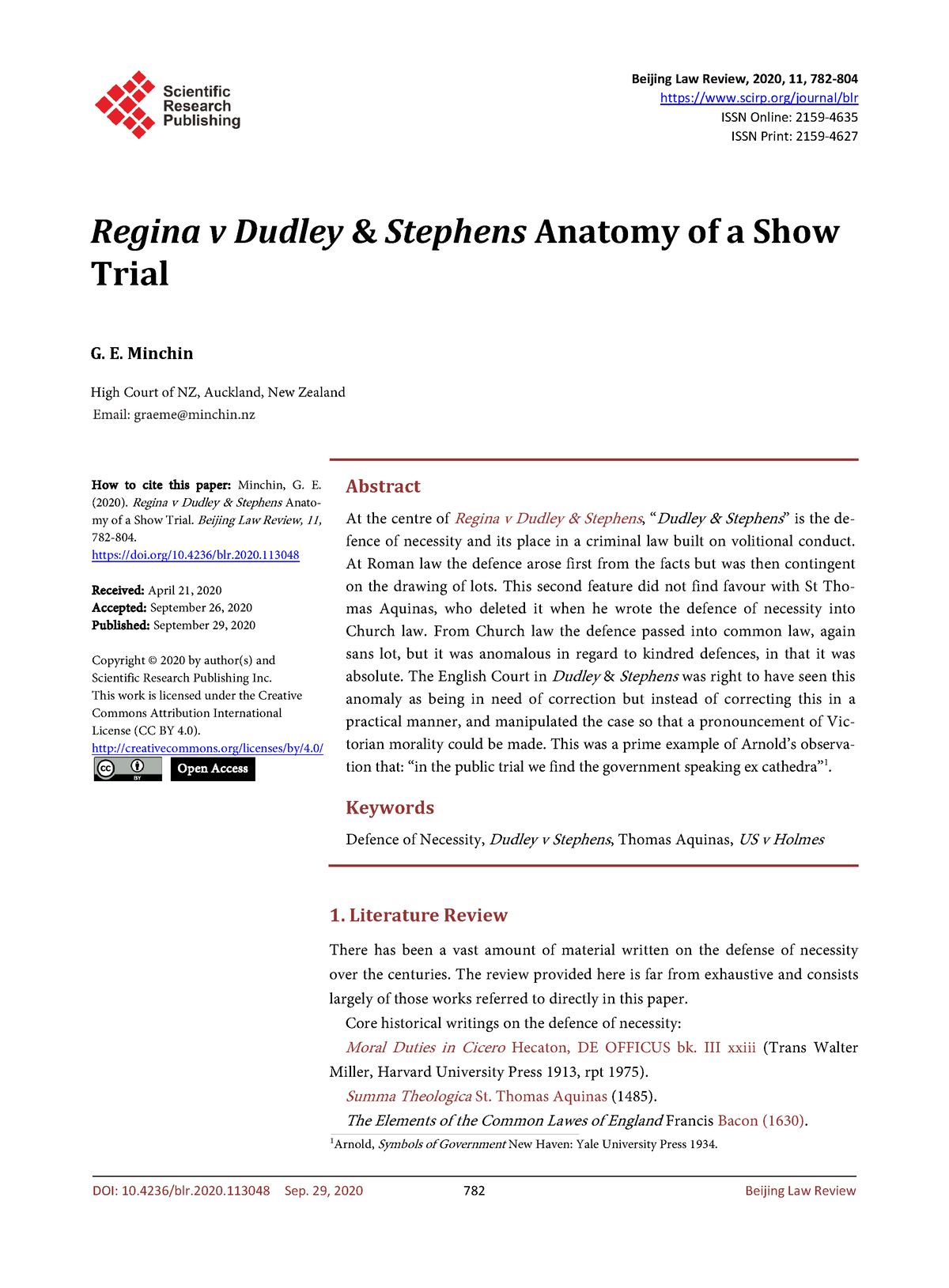 Regina V Dudley Stephens Anatomy Of A Show Trial - Beijing Law Review ...