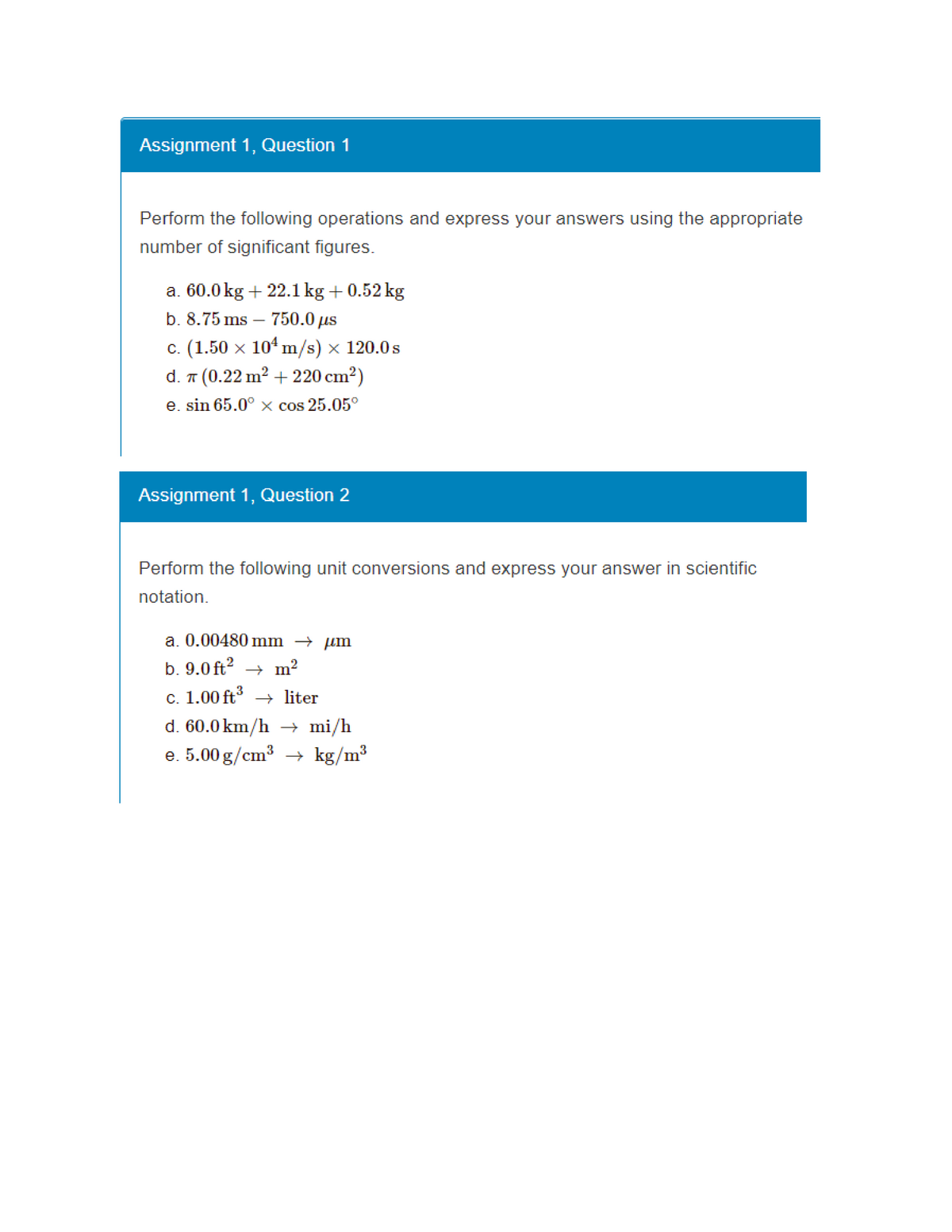 physics assignment question