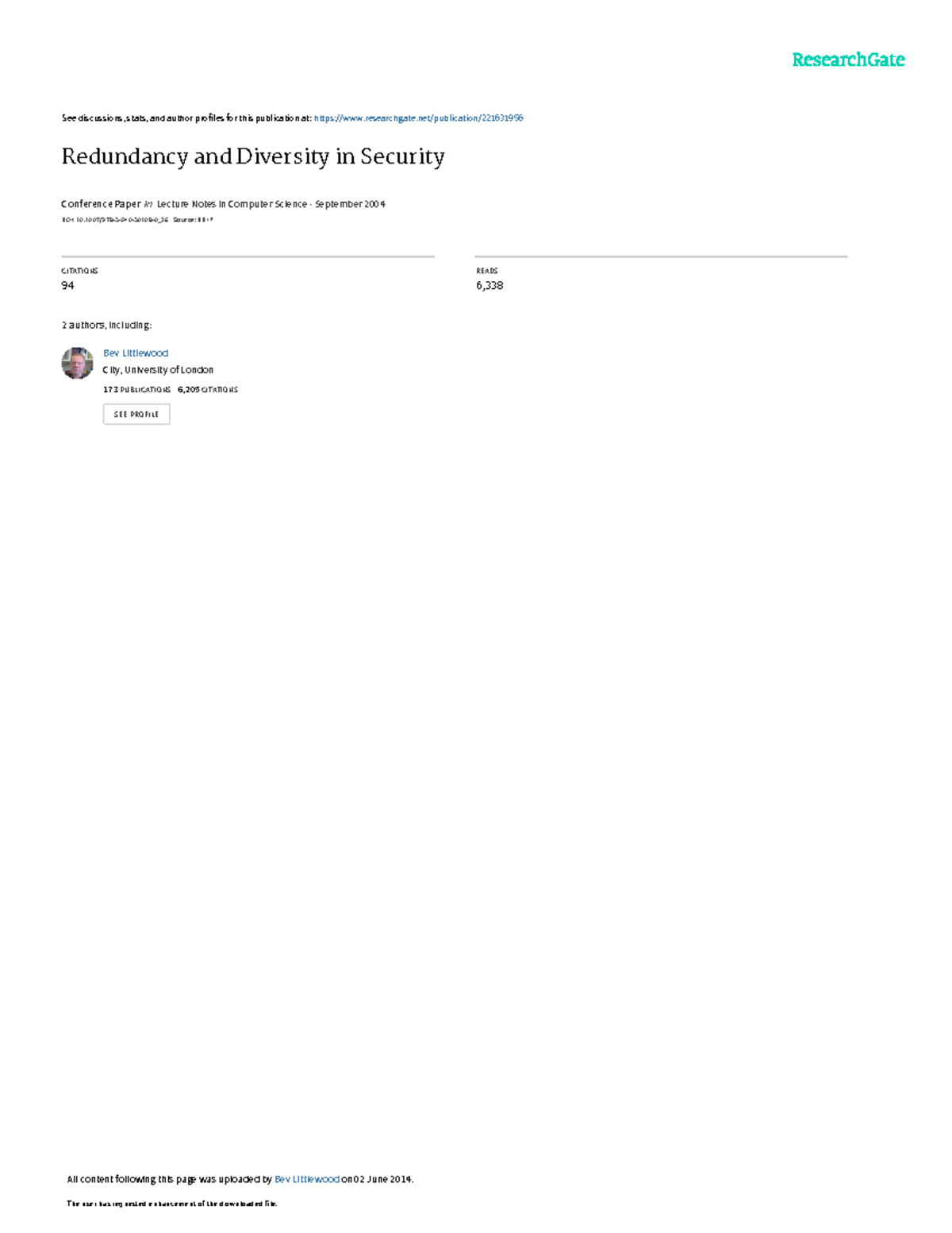 Redundancy and Diversity in Security - See discussions, stats, and ...