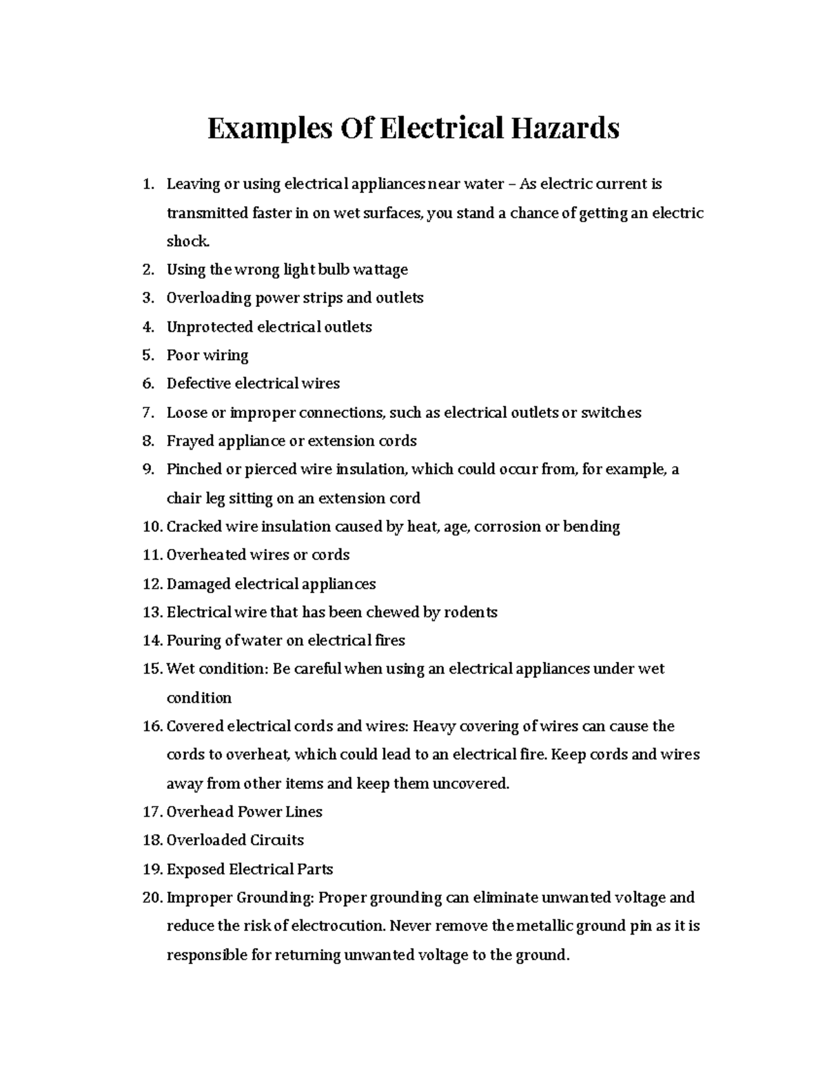 Examples Of Electrical Hazards EE223 CE Examples Of Electrical