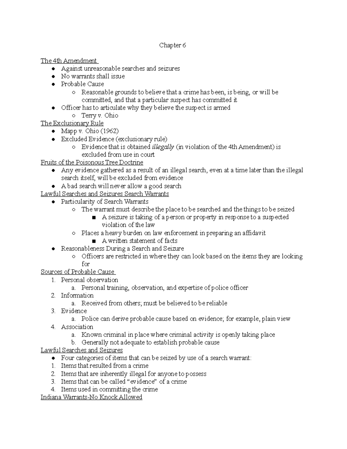 Introduction to Criminal Justice - Chapter 6 The 4th Amendment Against ...