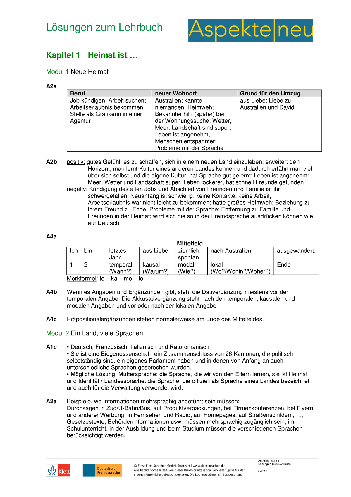 Aspekteneu B2 Lb Loesungen - Aspekte Neu B Lösungen Zum Lehrbuch ...