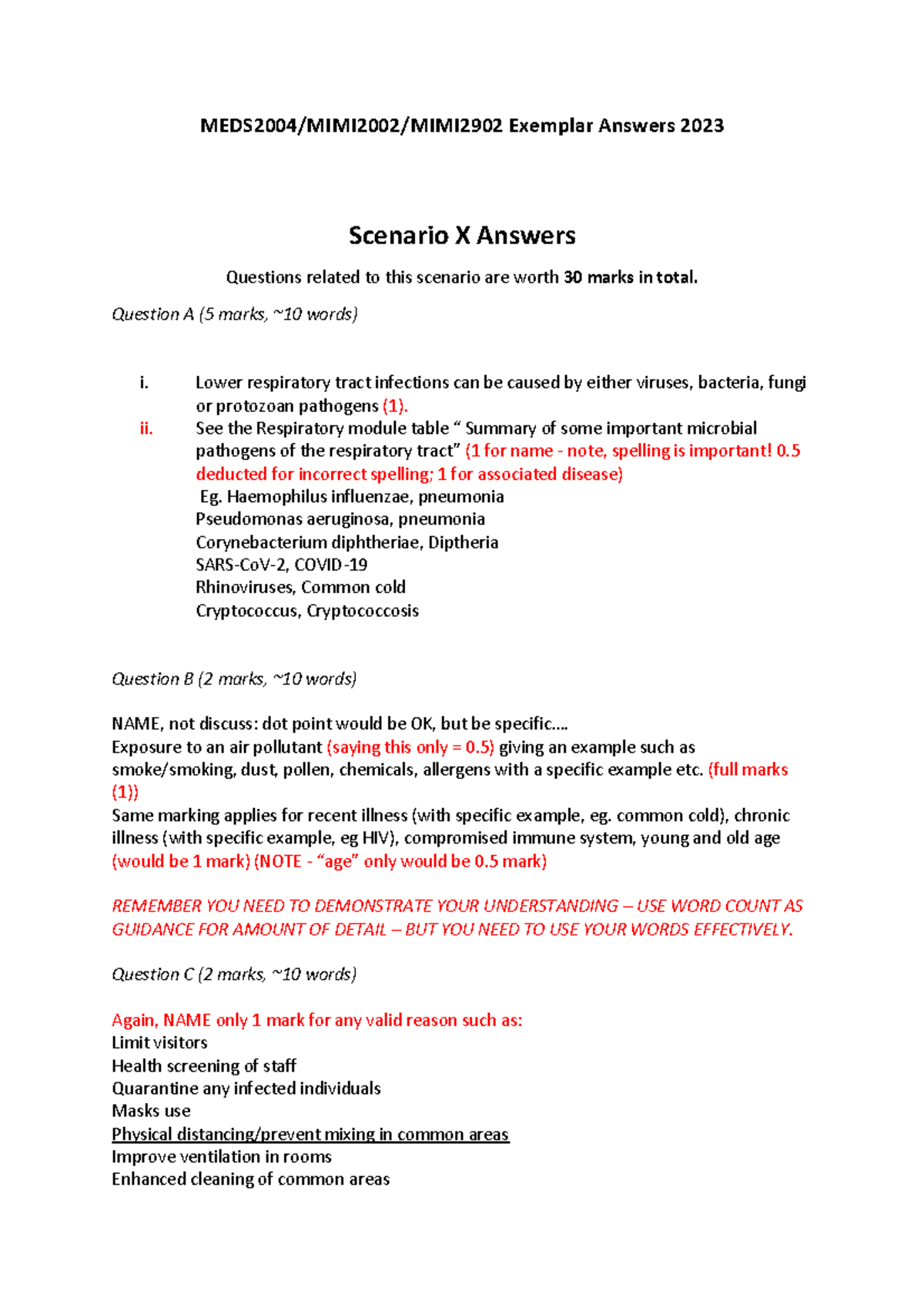 Scenario Exemplar Answers 2023 - MEDS2004/MIMI2002/MIMI2902 Exemplar ...