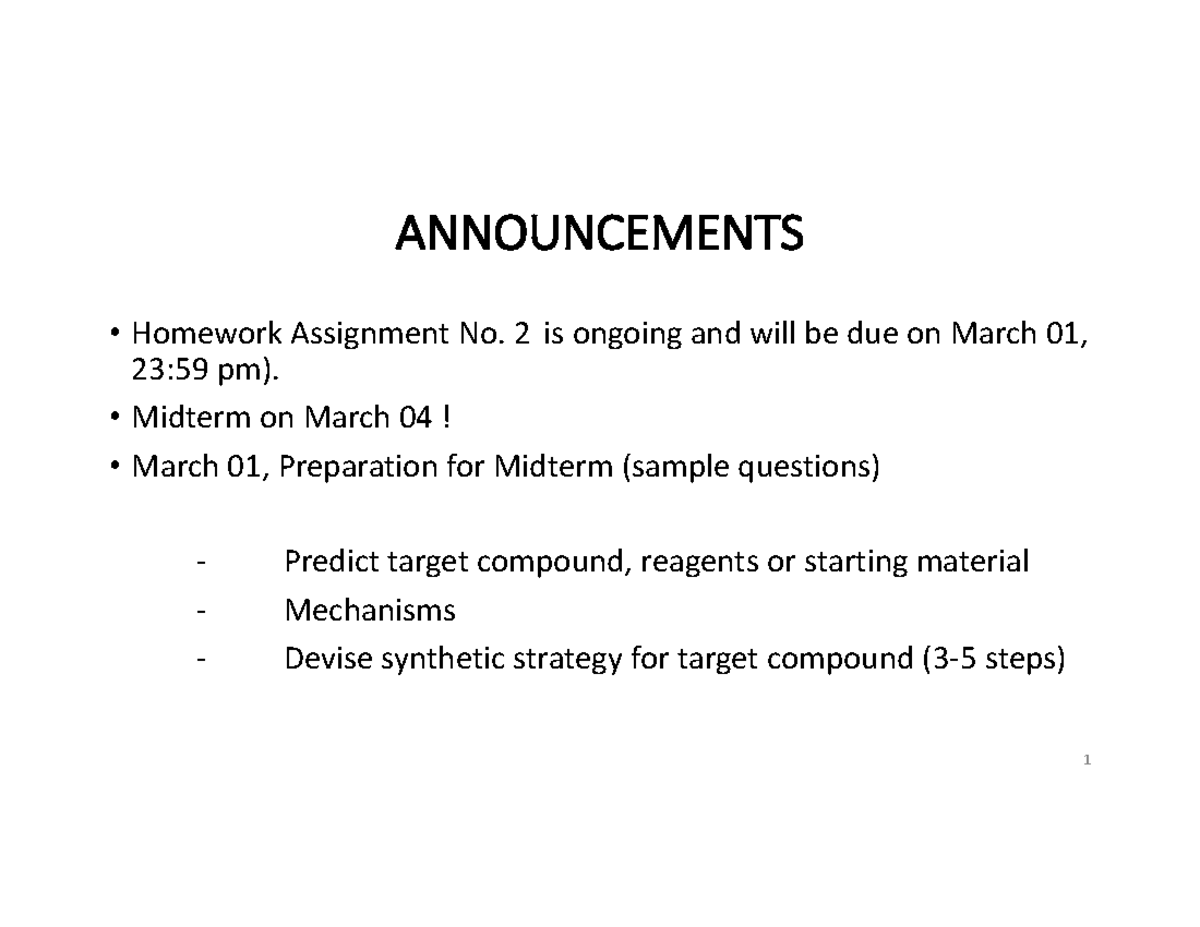 Lecture Notes FEB 24 2021 - ANNOUNCEMENTS Homework Assignment No. 2 is ...
