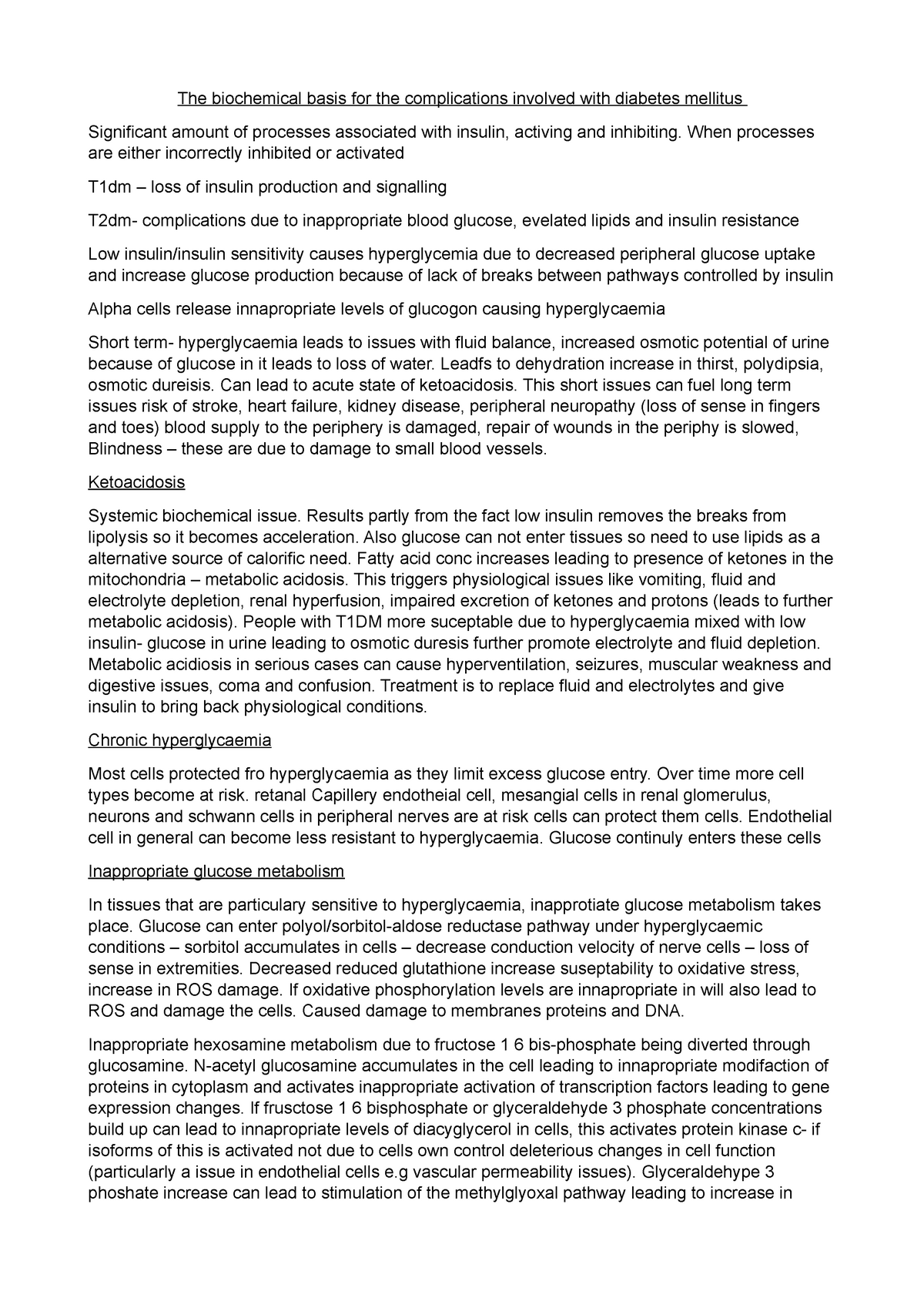 Biochemical basis of complications associated with diabetes - The ...