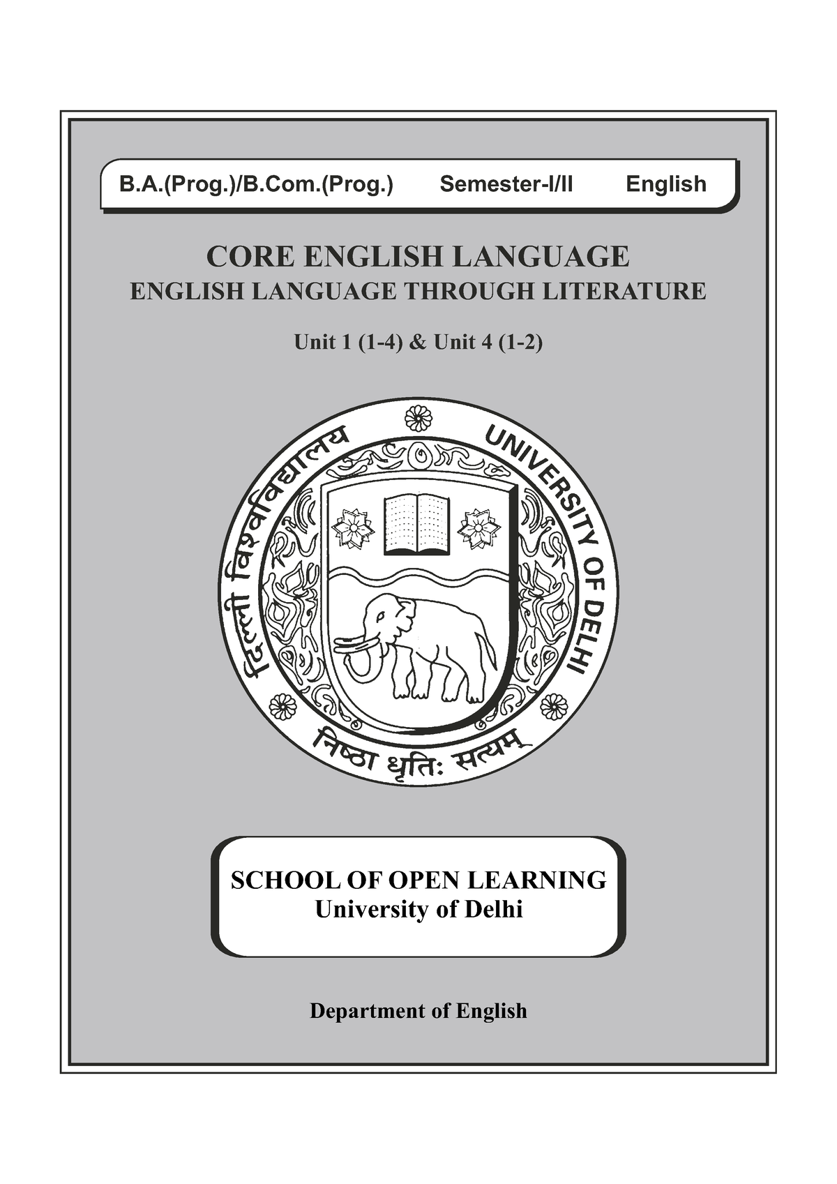 Eng-A (2nd Sem) Language Through Litrature (IQSP) - B.(Prog.)/B.(Prog ...