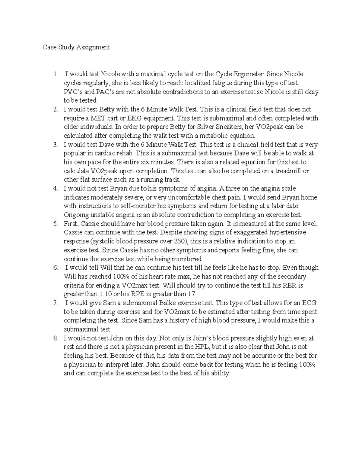 ECG Case Studies - Typed answers to KINE 4900 ECG Case Study end of ...