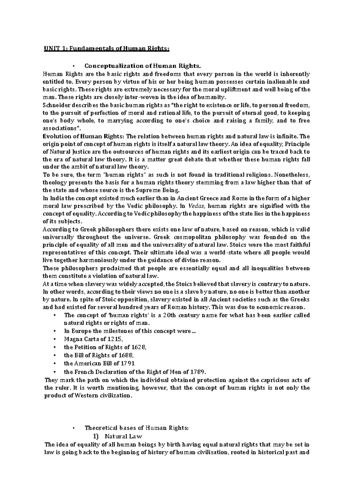 Human Rights - 1 to 20 - UNIT 1: Fundamentals of Human Rights ...
