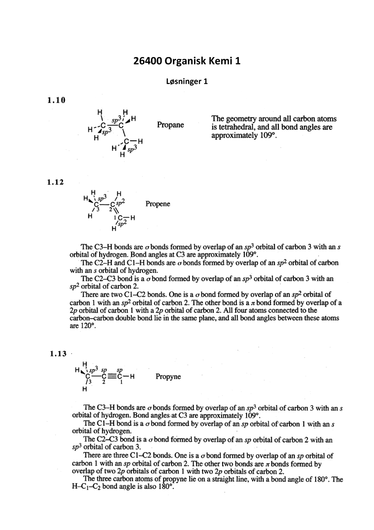 26400 Organisk Kemi Løsninger Opgaver Kap. 1 - 26400 Organisk Kemi ...