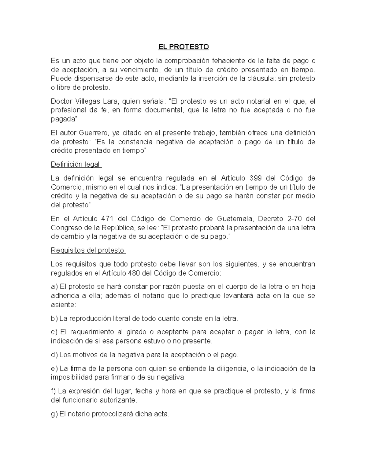 El Protesto y la Accion Cambiaria - EL PROTESTO Es un acto que tiene ...