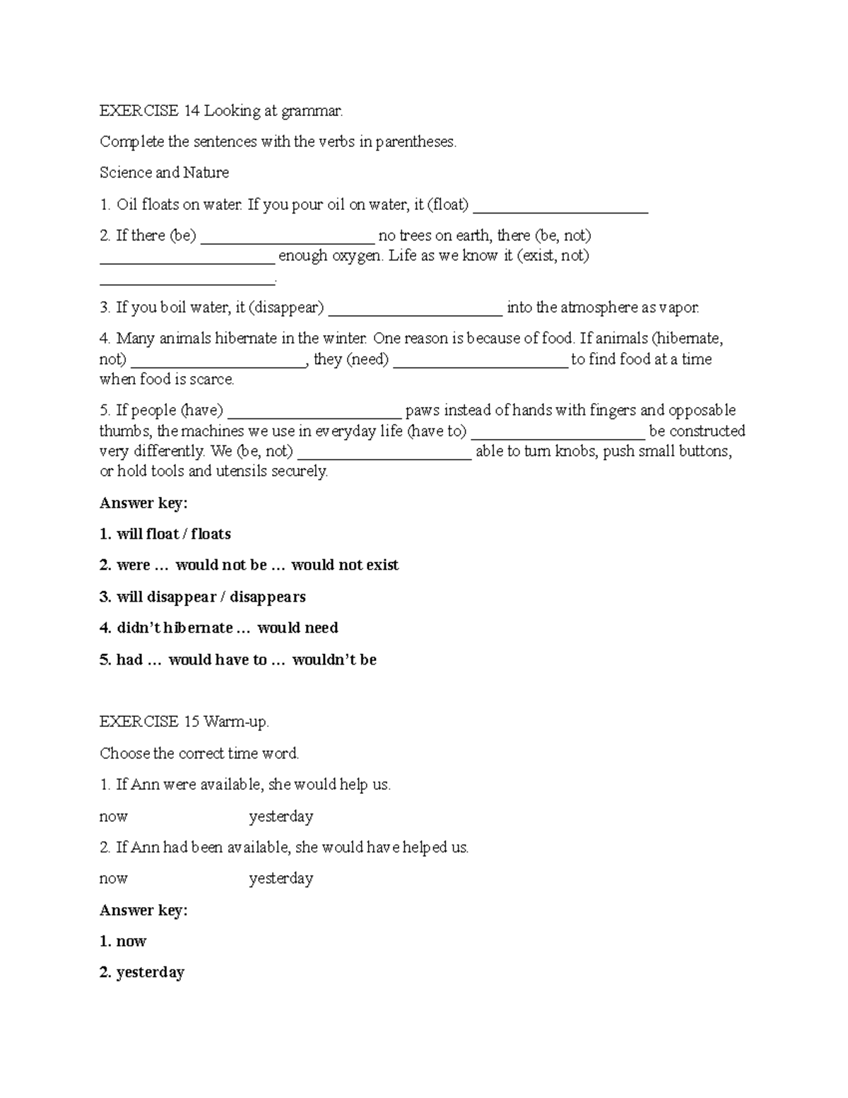 Chapter 20 Exercise 14 and Exercise 15 - EXERCISE 14 Looking at grammar ...