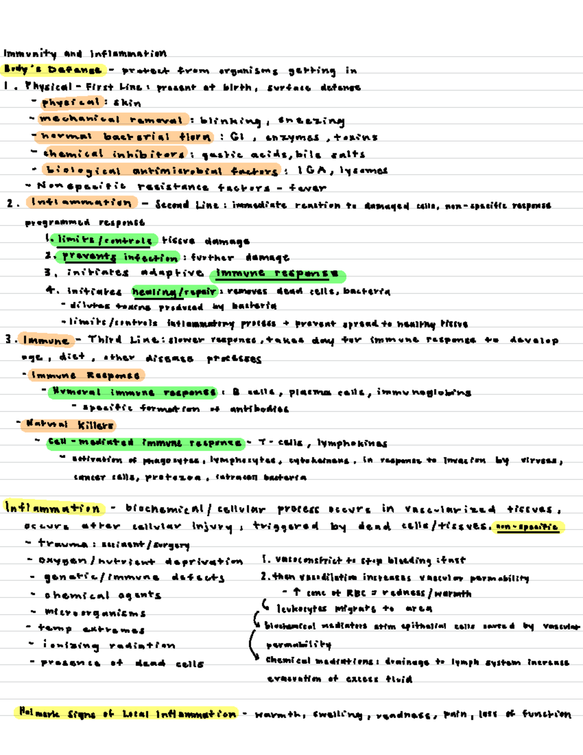 Immunity And Inflammation - Immunity and Inflammation Body 's Defense ...