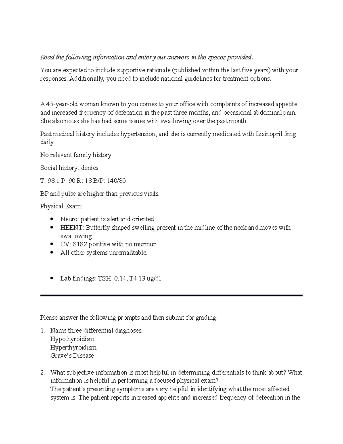 case study 76 endocrine disorders