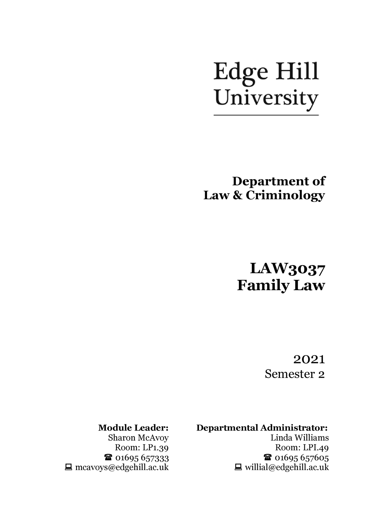 Family Law Handbook 2021 - Department Of Law & Criminology Law Family 