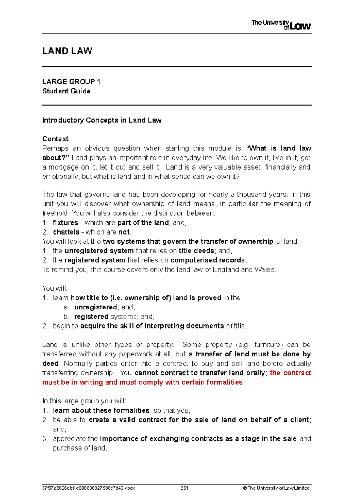 2021 LAND LG01 - large group 1 - LAND LAW LARGE GROUP 1 Student Guide ...