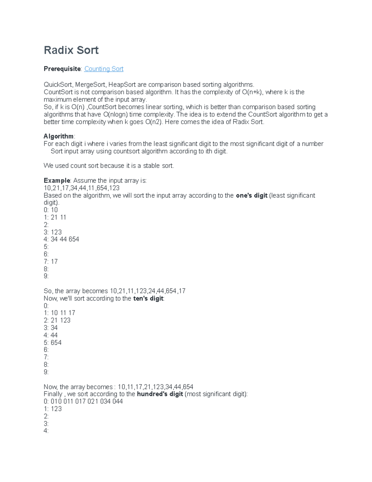 Radix Sort - Lecture notes 5 - Radix Sort Prerequisite : Counting Sort ...