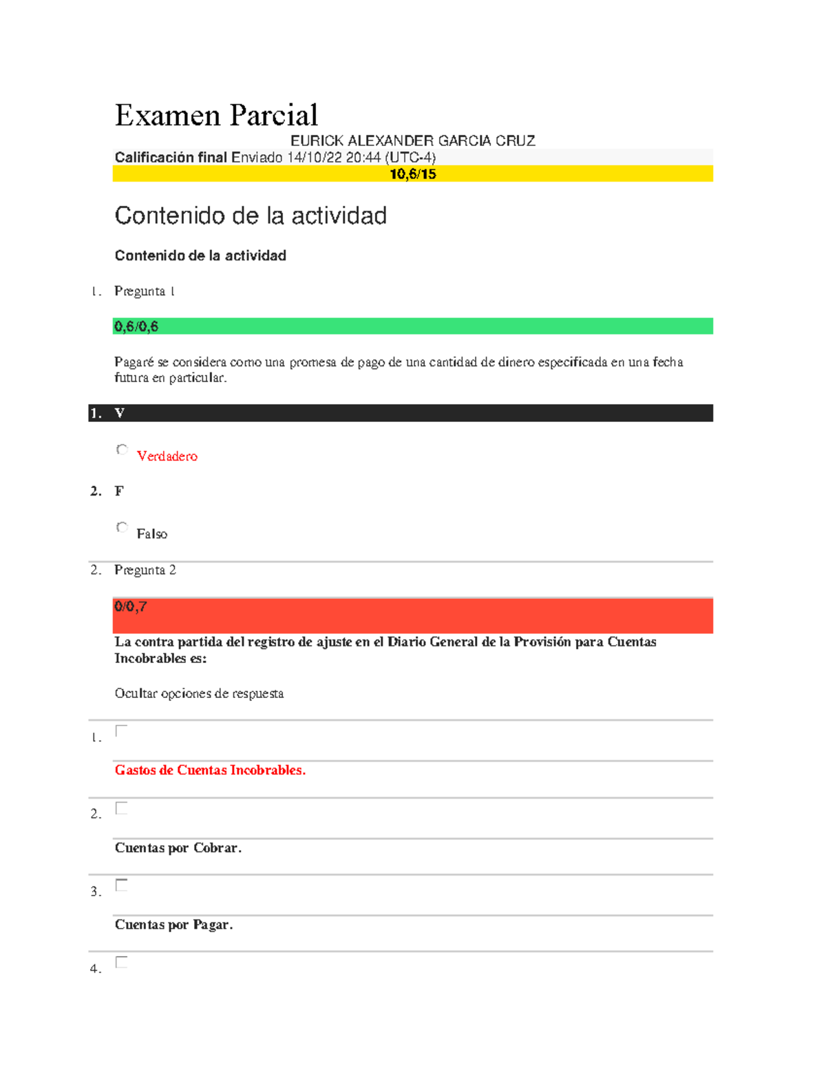 Examen Parcial Contabilidad 2 - Examen Parcial Calificación Final ...