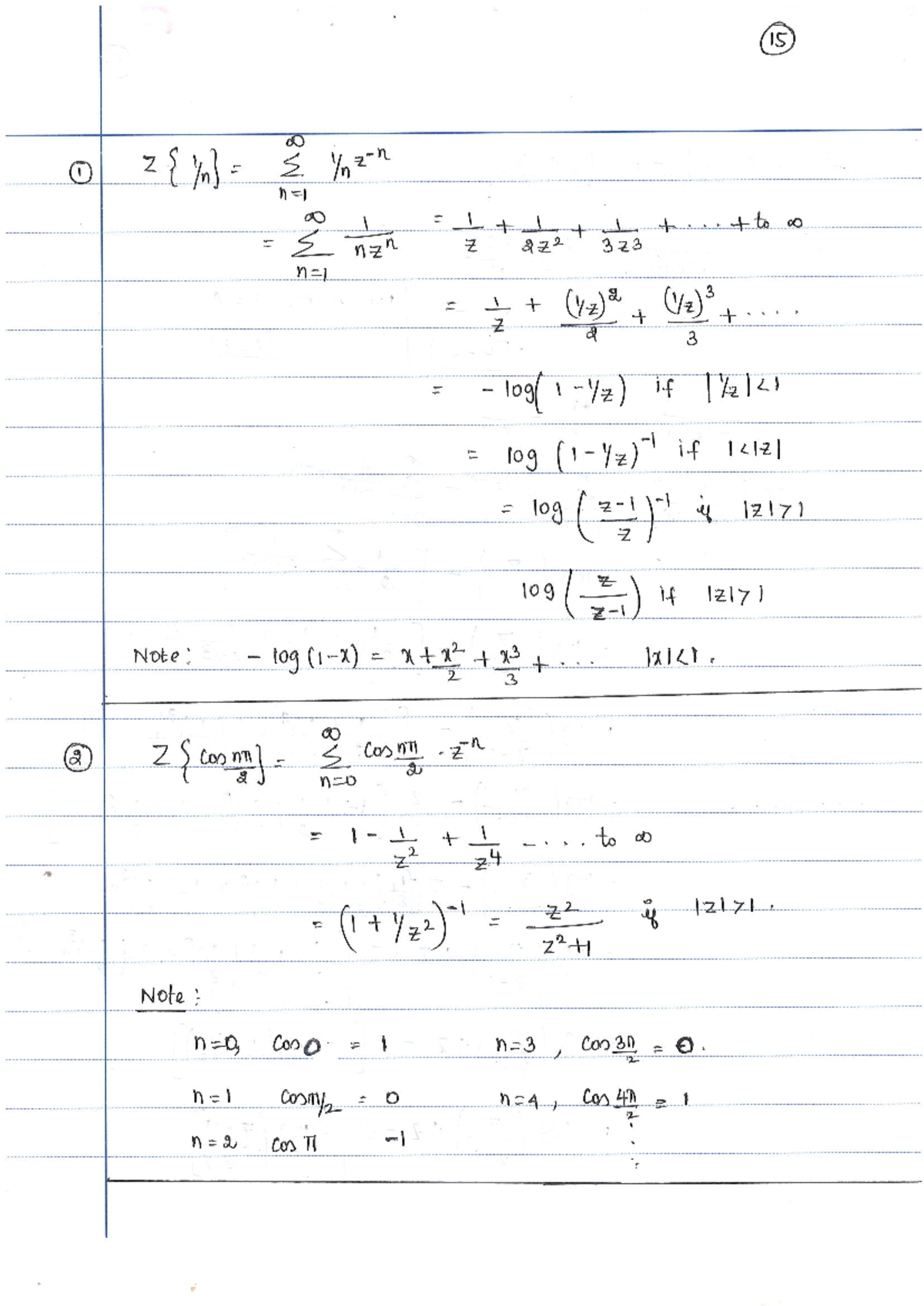z transform notes - 15 00 I z E t to 00 E nzn Z 2Z2 3Z3 Z 2 3 if 109 if ...
