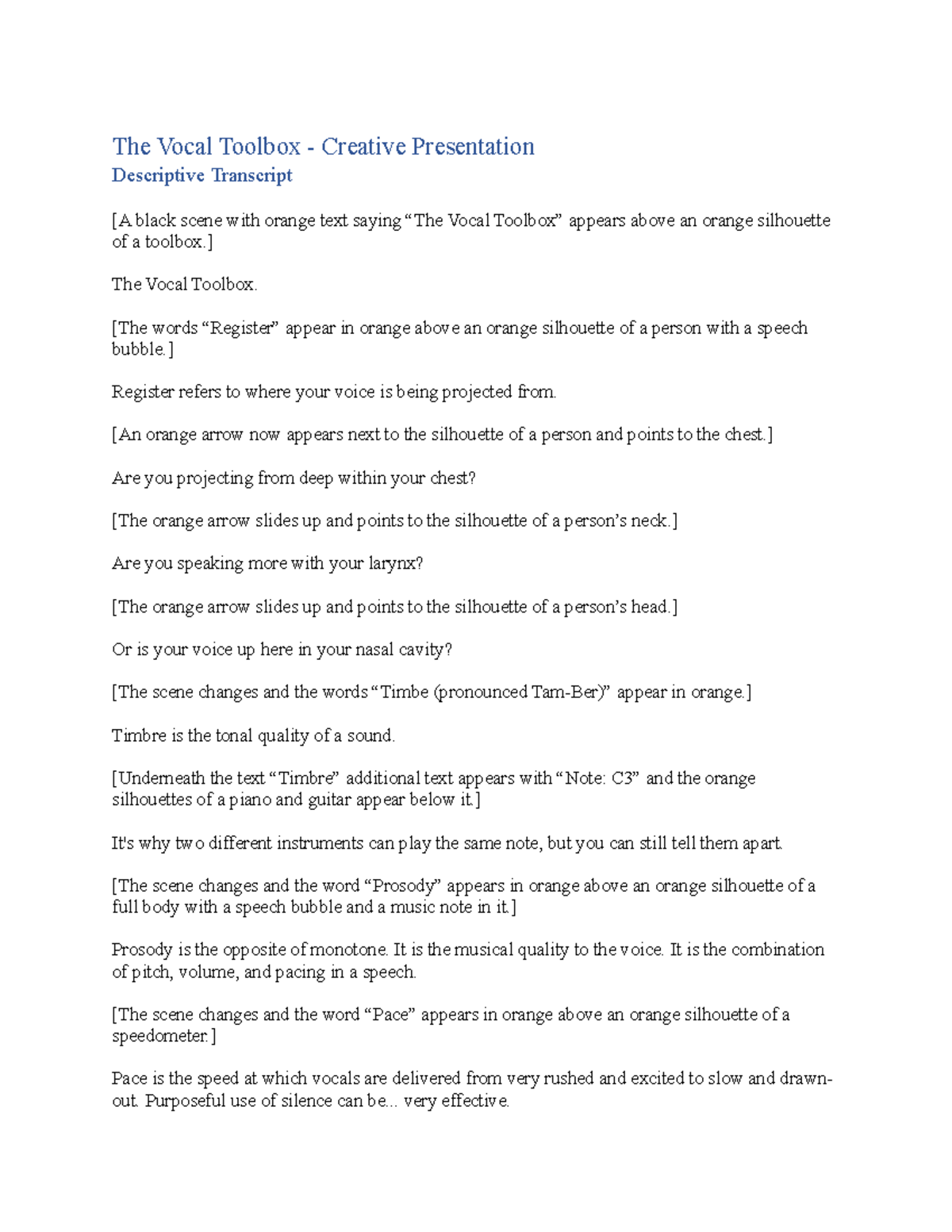 The Vocal Toolbox Video-Descriptive Transcript - The Vocal Toolbox ...
