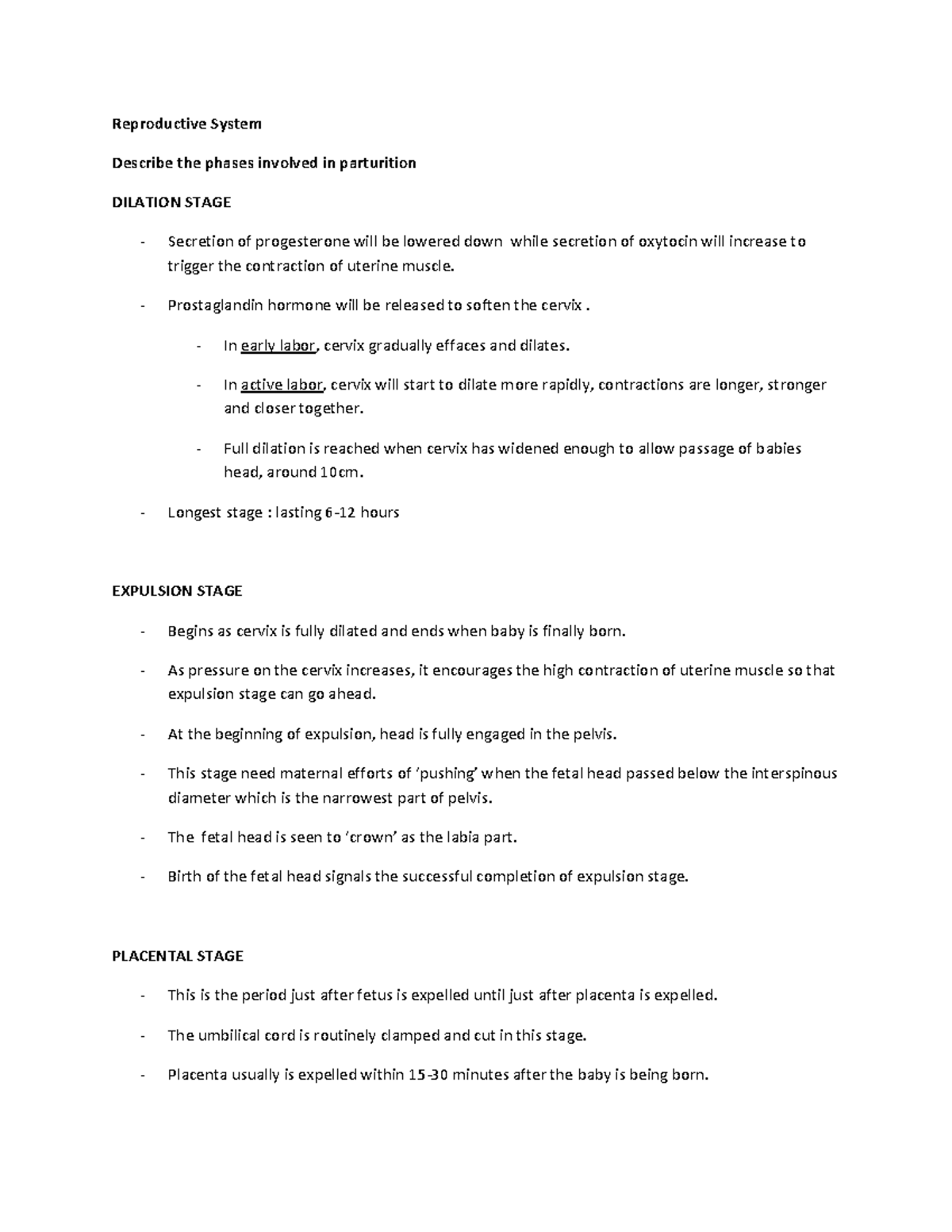 Reproductive System Part 2 - Reproductive System Describe the phases ...