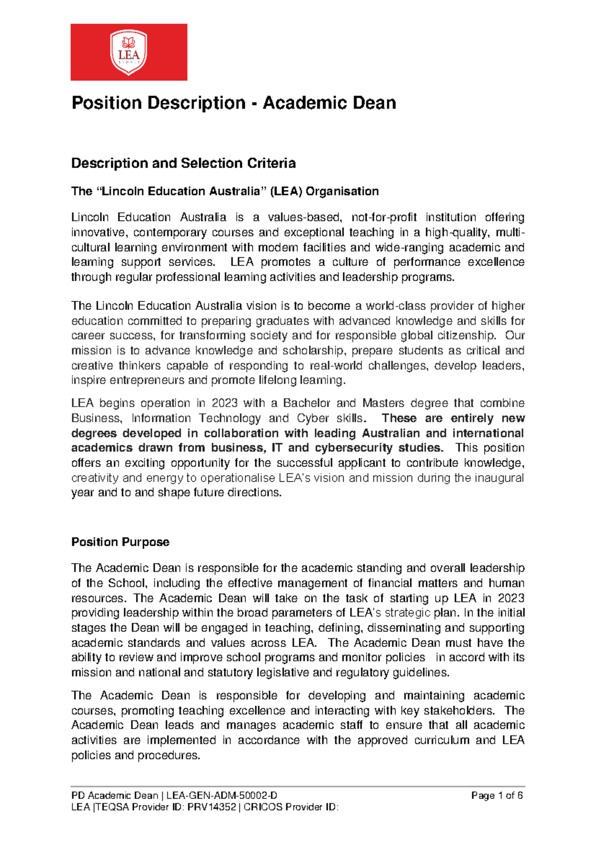PD Academic Dean - Presentation data - PD Academic Dean | LEA-GEN-ADM ...