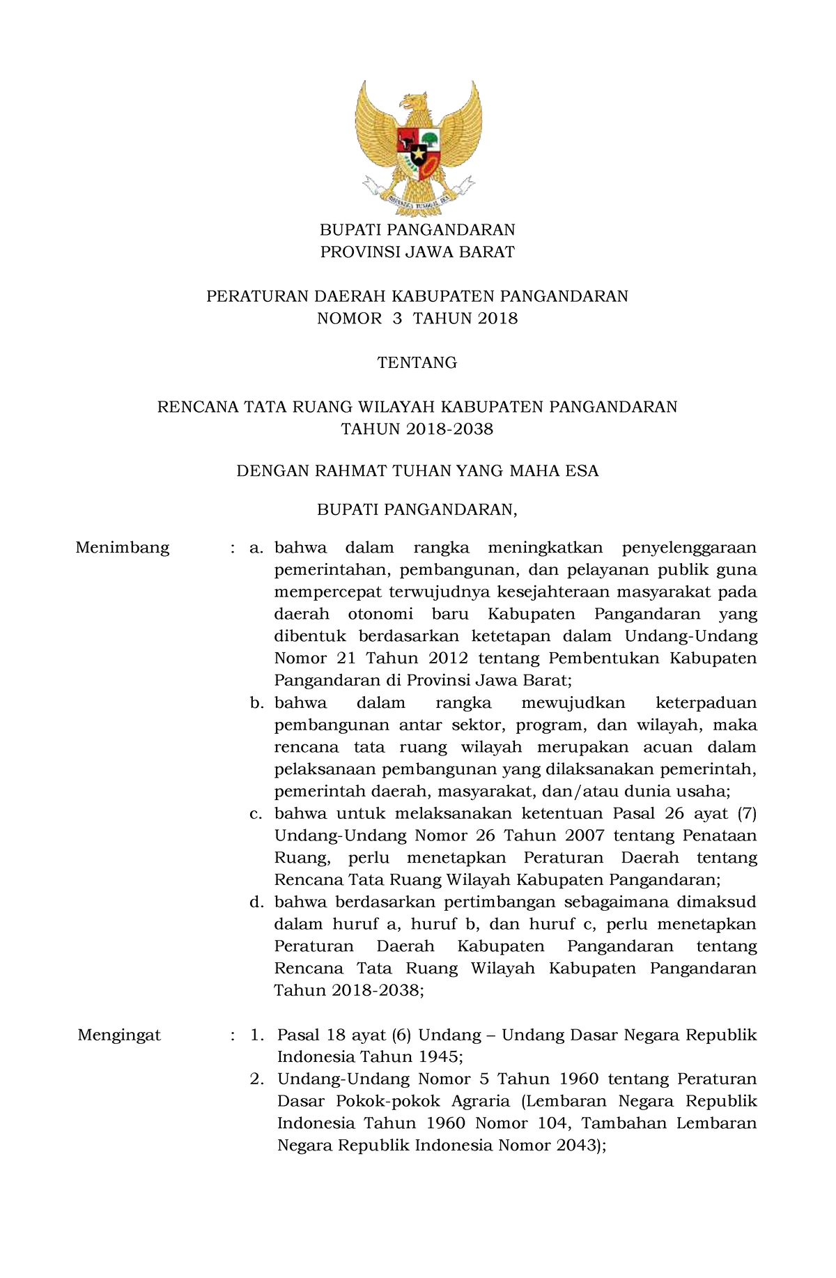 Perda Nomor Kkojhimmmm Bupati Pangandaran Provinsi Jawa Barat Peraturan Daerah Kabupaten