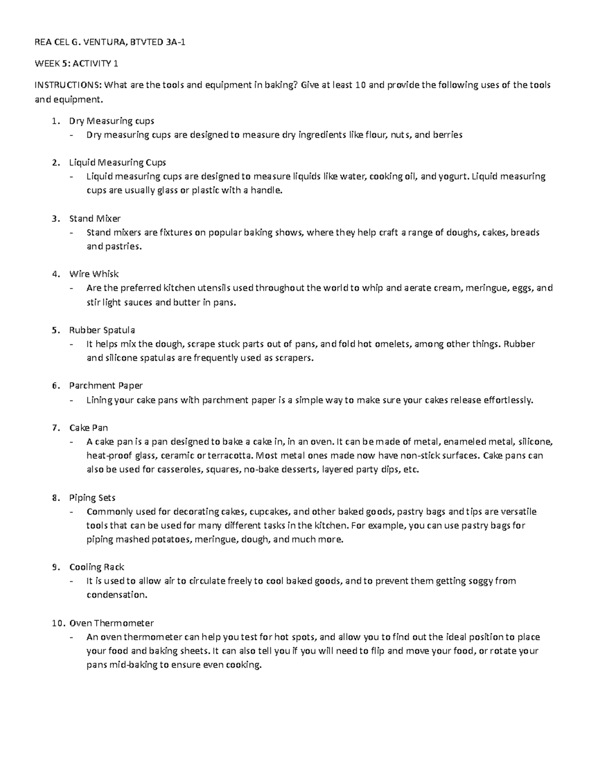 WEEK 5 Activity 1 - advance baking - REA CEL G. VENTURA, BTVTED 3A ...