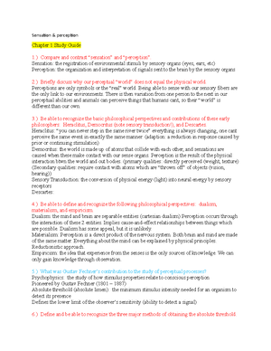Psych Sensation exam 2 review - EXAM 2 review PSY 305 Chapter 4 Study ...