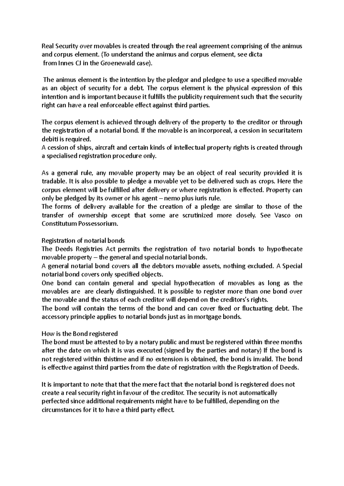 Pledge and Notarial Bonds 1 8 October 2020 - Real Security over ...