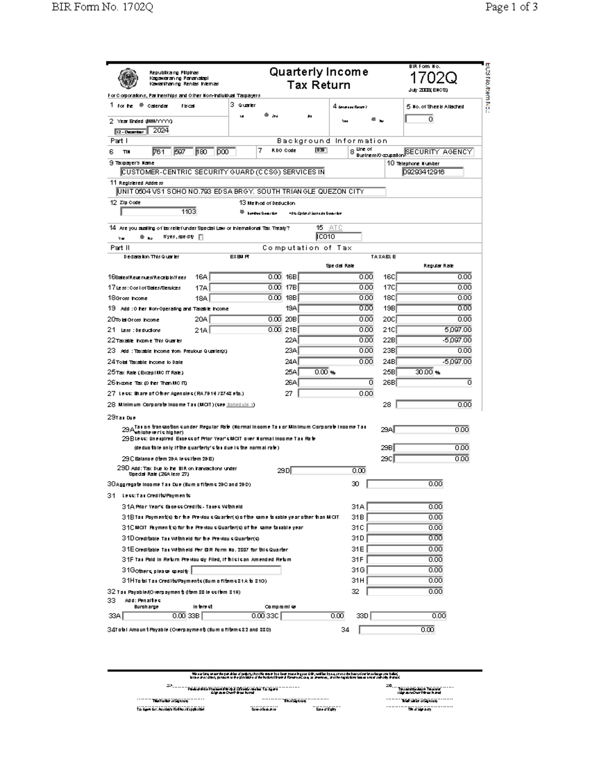 CCSG 1702Q 2NDQ 2024 - N/A - Republika ng Pilipinas Kagawaran ng ...