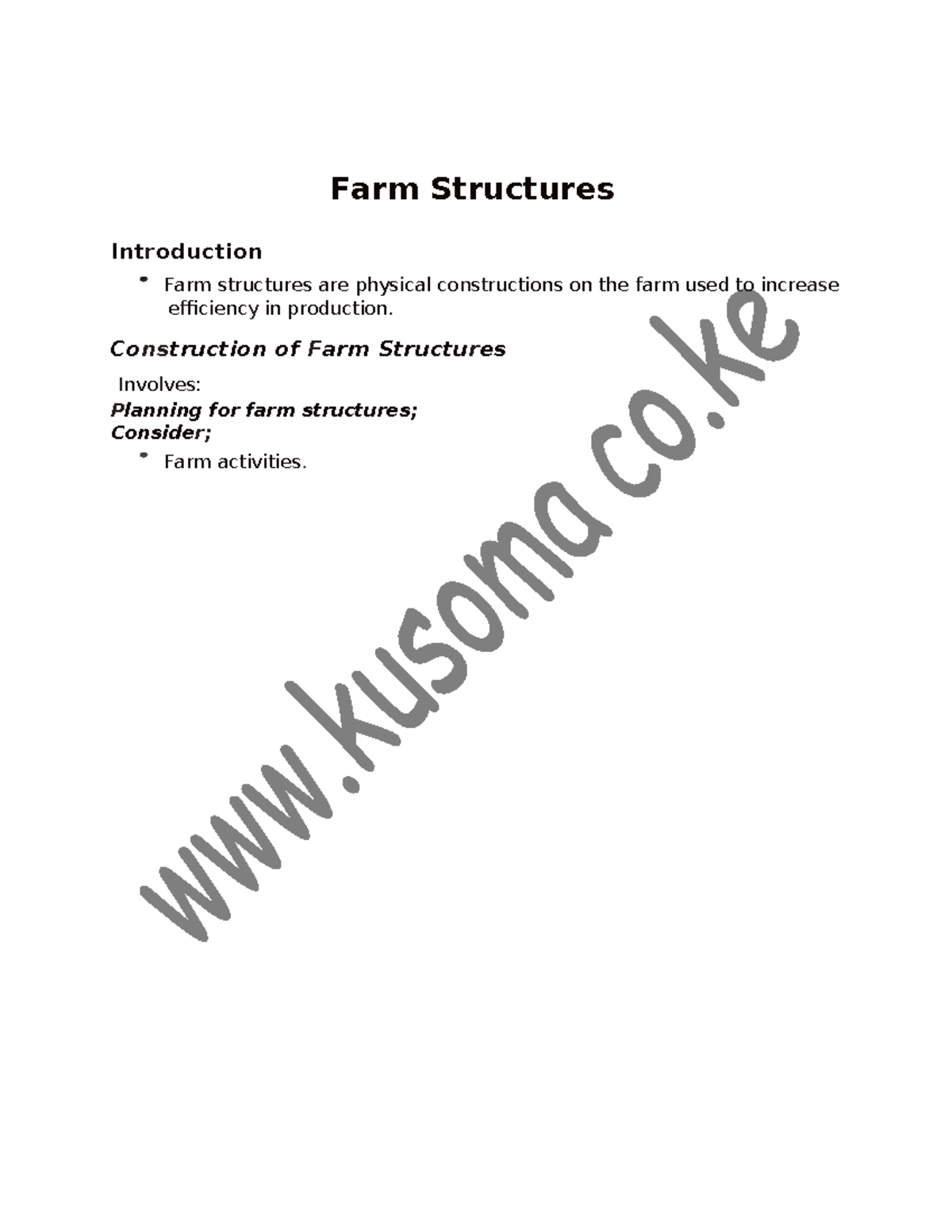 Farm structures notes - Farm Structures Introduction Farm structures ...