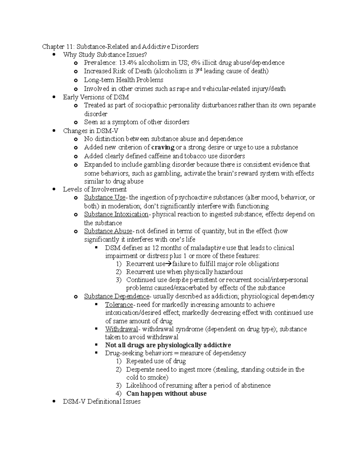 Chapter 11- Substance-Related and Addictive Disorders - Chapter 11: and ...