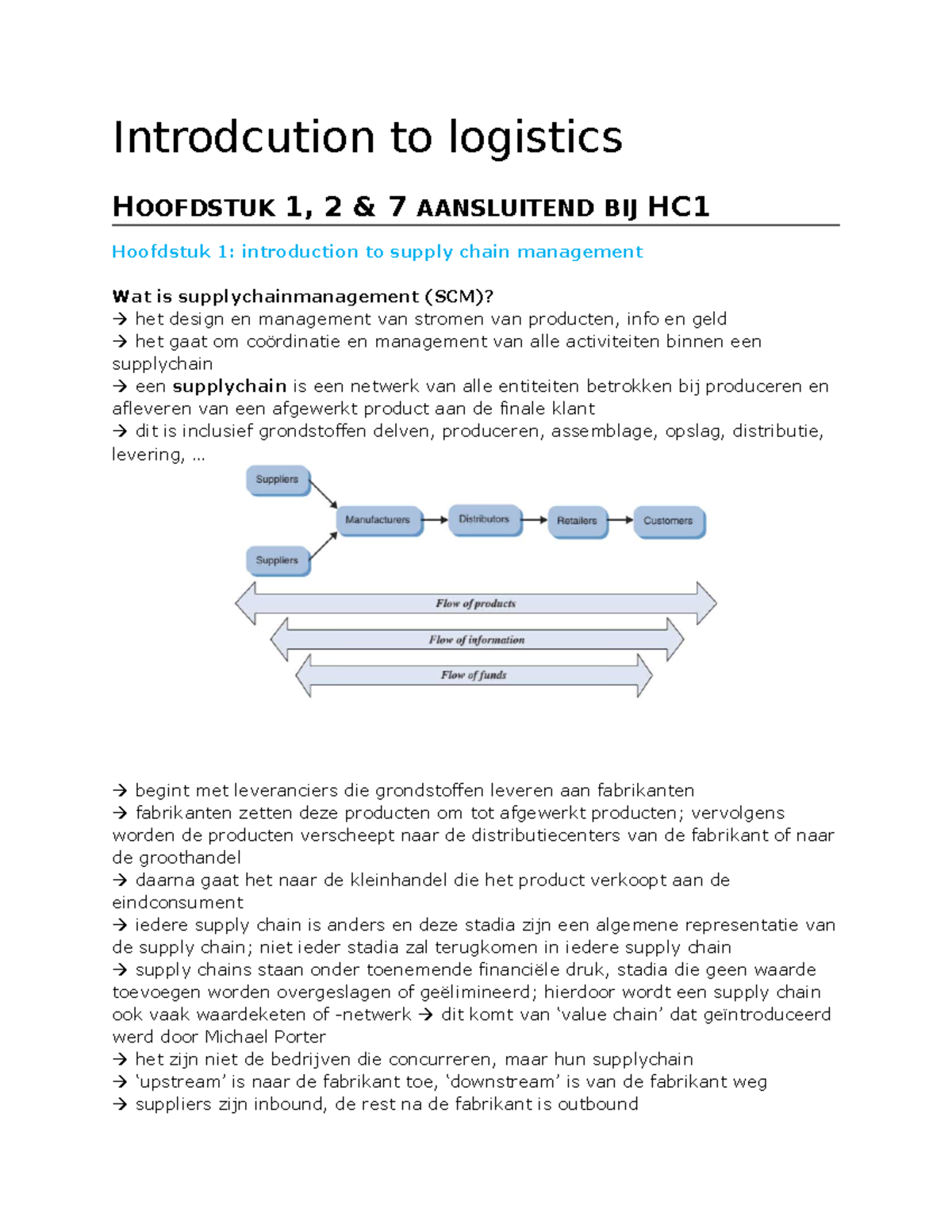 Logistiek Handboek Hoofdstuk 1,2 & 7, Aansluiten Bij HC1 - Introdcution ...