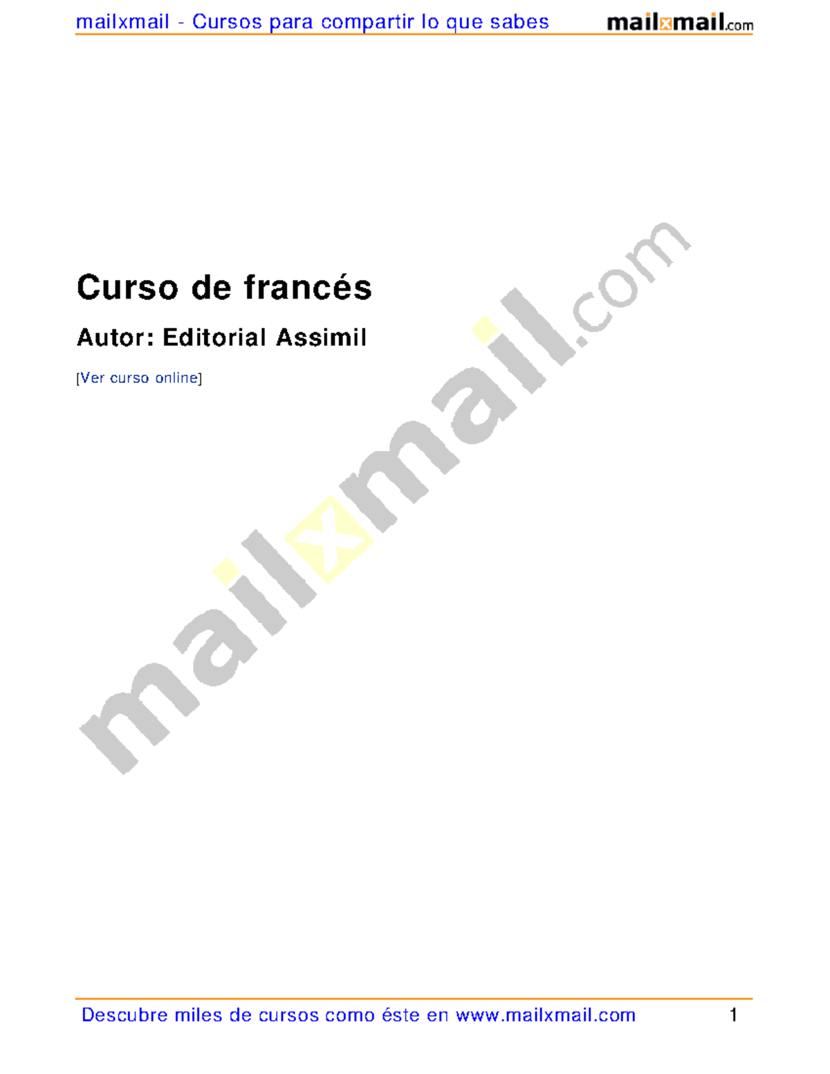 Curso-de-frances - Francés - Curso De Francés Autor: Editorial Assimil 