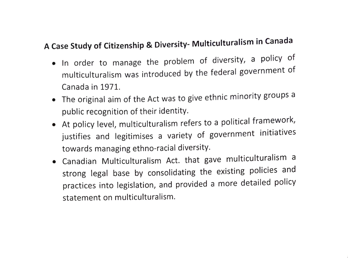 multiculturalism in canada thesis statement