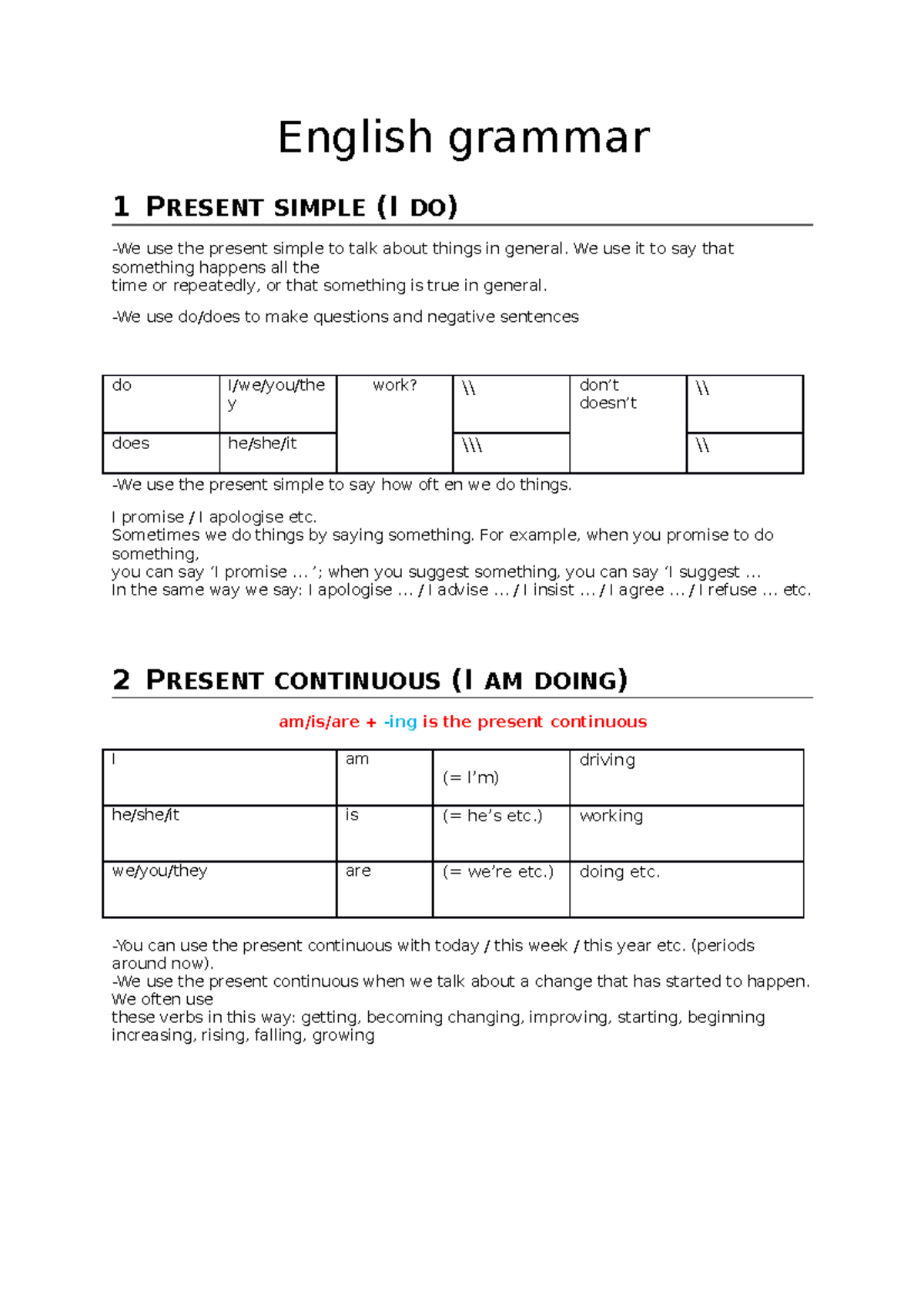 Grammatica inglese - English grammar 1 PRESENT SIMPLE (I DO) -We use ...