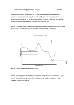 PY5010 DSC assignment - Differential scanning Calorimetry Analysis PY  Differential scanning - Studocu