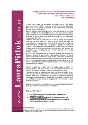 Laura Pitluk indicaciones para informes 2-3 - w w w. LauraPitluk .c o m .a  r Propuesta para realizar - Studocu