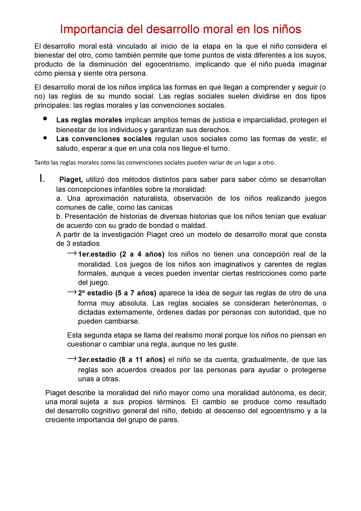 Desarrollo moral en ni os Importancia del desarrollo moral en