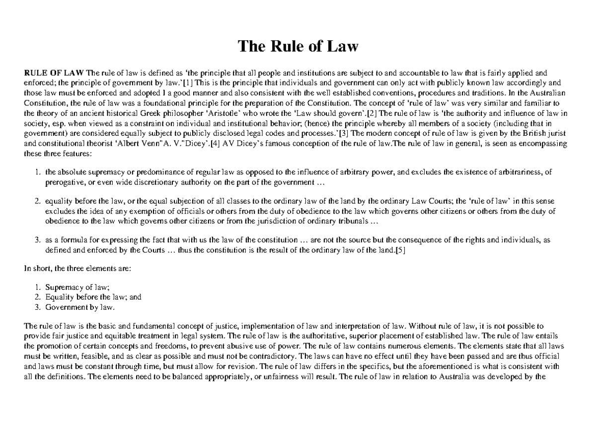 Principles Of Rule Of Law Principles Of Rule Of Law