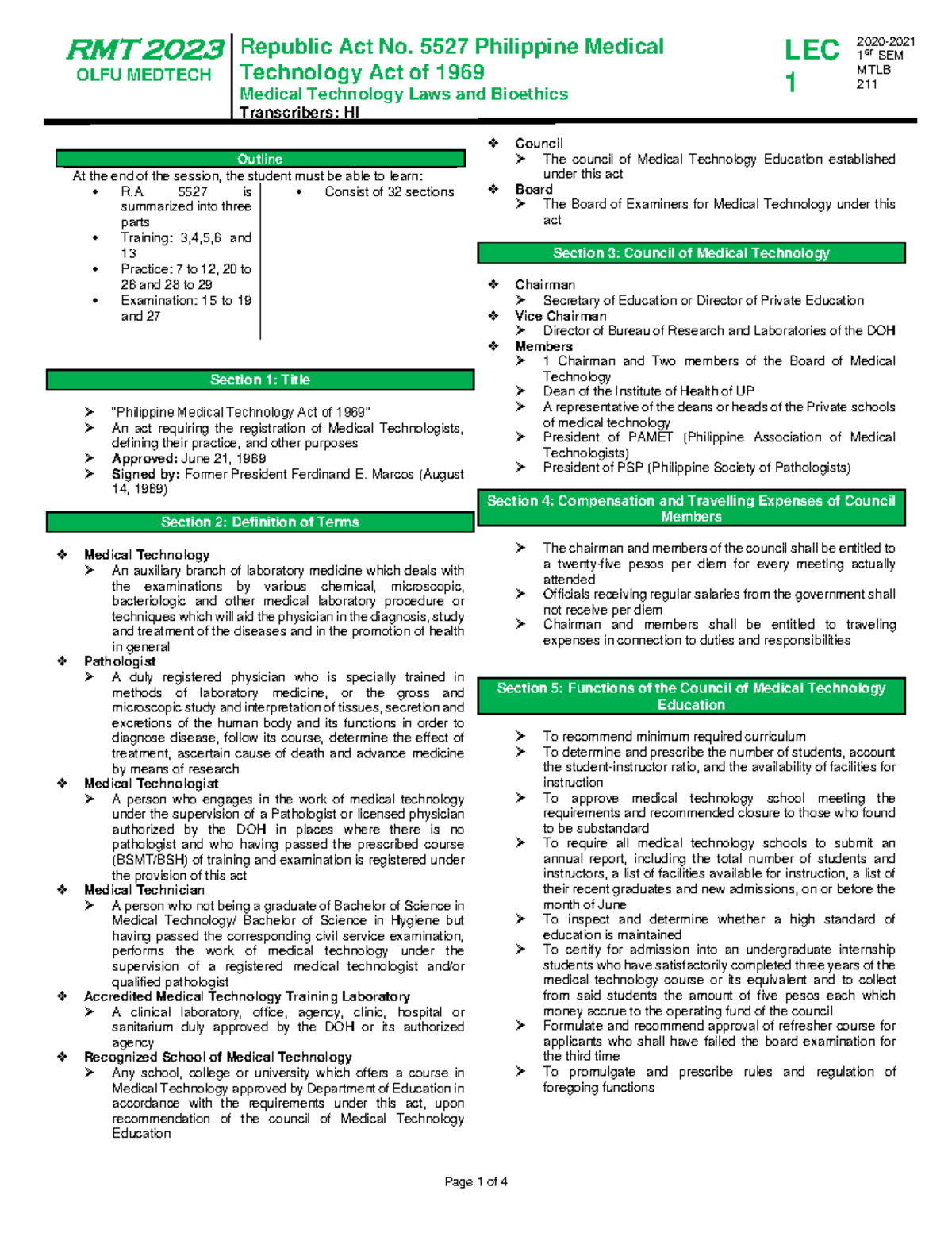 mtlb-laws-1-summary-of-med-tech-laws-and-bioethics-rmt-20-23-olfu