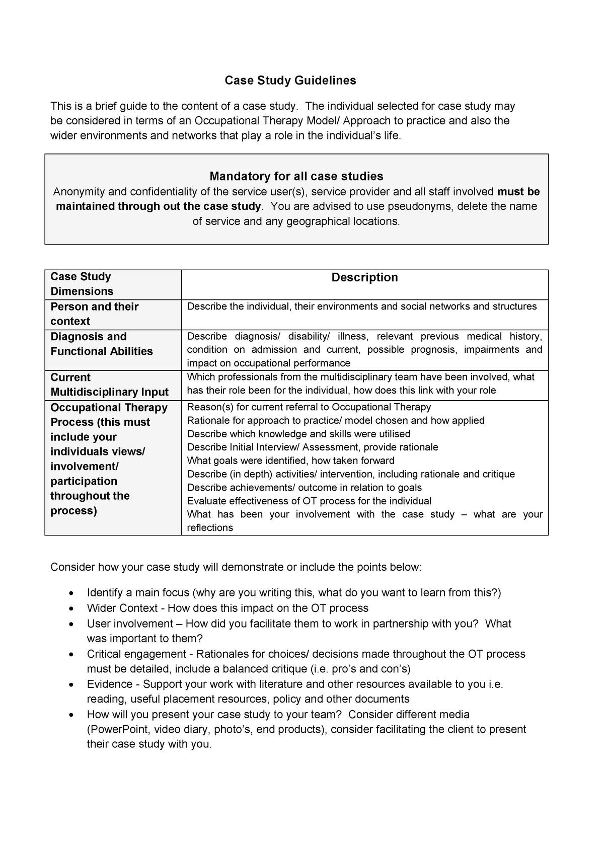 guidelines for case study