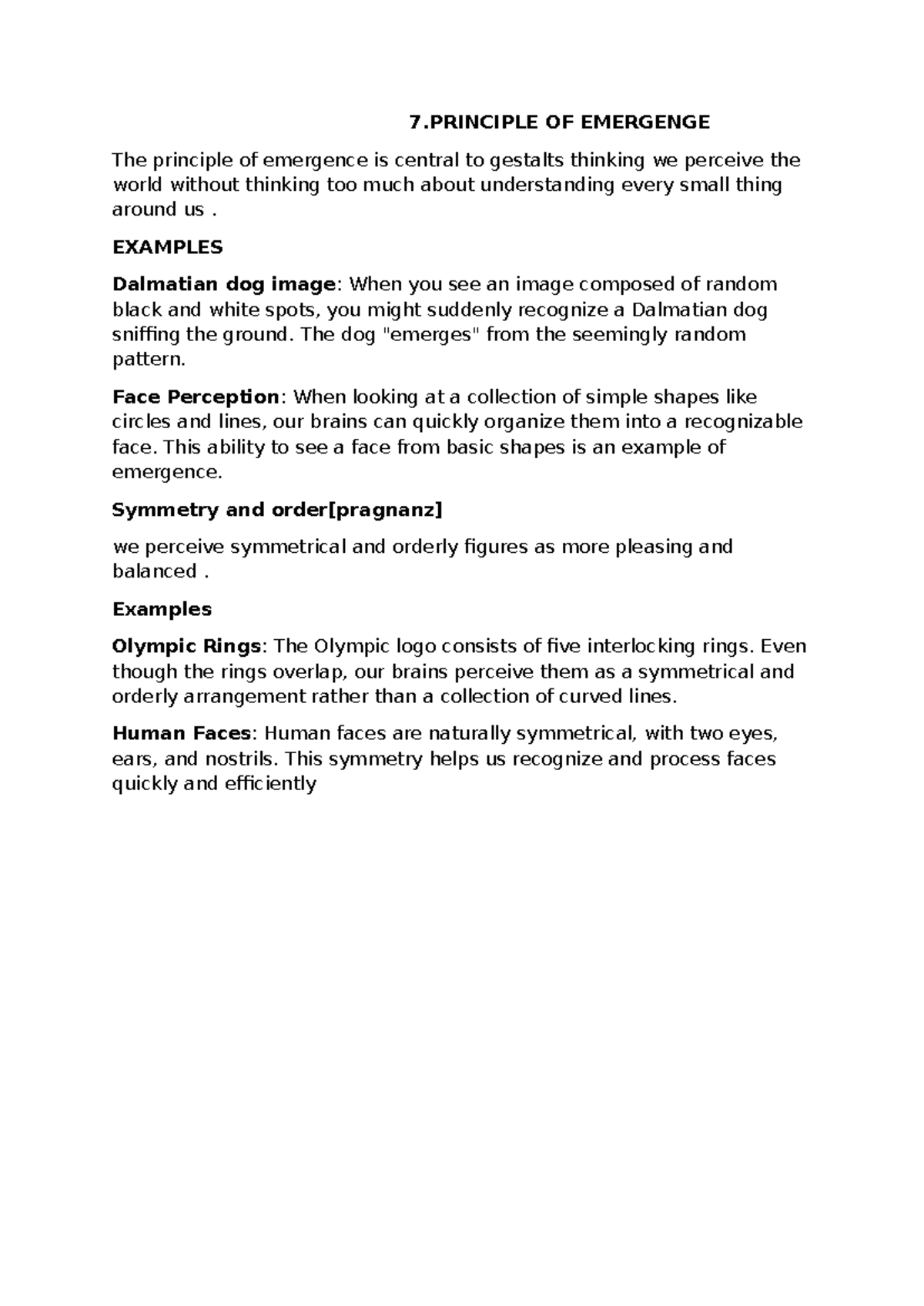 Principle OF Emergenge - 7 OF EMERGENGE The principle of emergence is ...