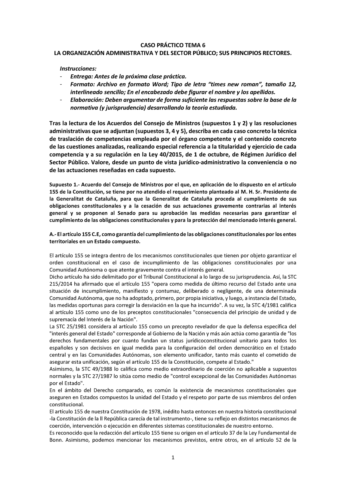 Caso Pr Ctico Tema Enunciado Caso Pr Ctico Profesor Caba Caso Pr