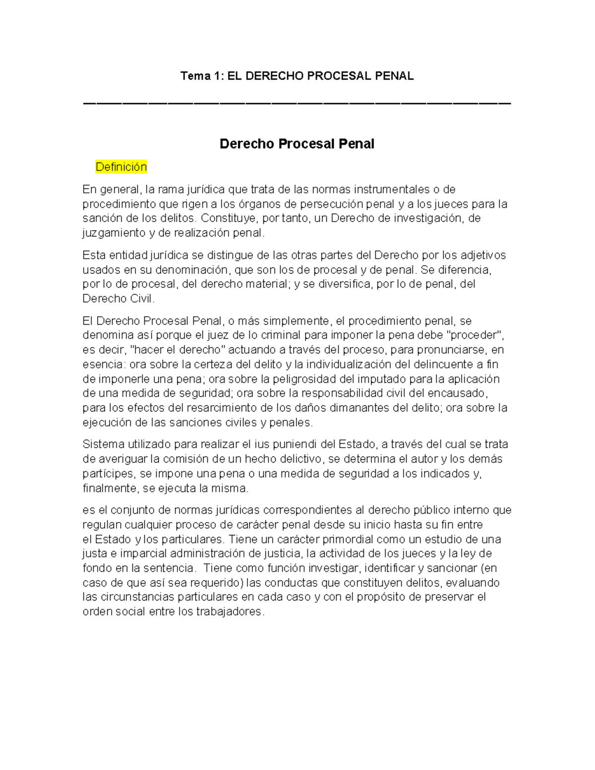 Tema 1 EL Derecho Procesal Penal - Tema 1: EL DERECHO PROCESAL PENAL ...